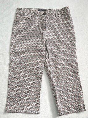 Y2K Geometric Print Capri Pants Sz 10 Earthy Mosaic‎ Mandala 89th Madison Preppy